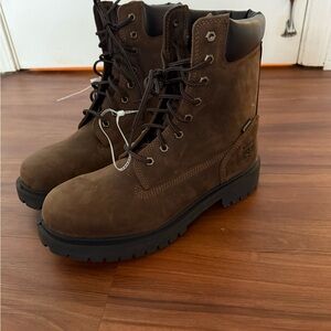 Men's 11.5 Med Brown Timberland 8” Direct Attach Work Boots Waterproof Leather